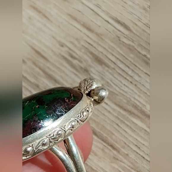 Old Natural Turquoise Ring Navajo Sterling Silver Handcrafted Sz 6.75 - Picture 13 of 15